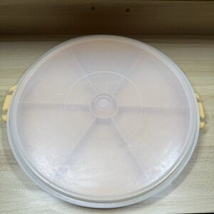 Vintage Tupperware Divided Party Susan Serving Tray 405 With Lid 224‎ Yellow